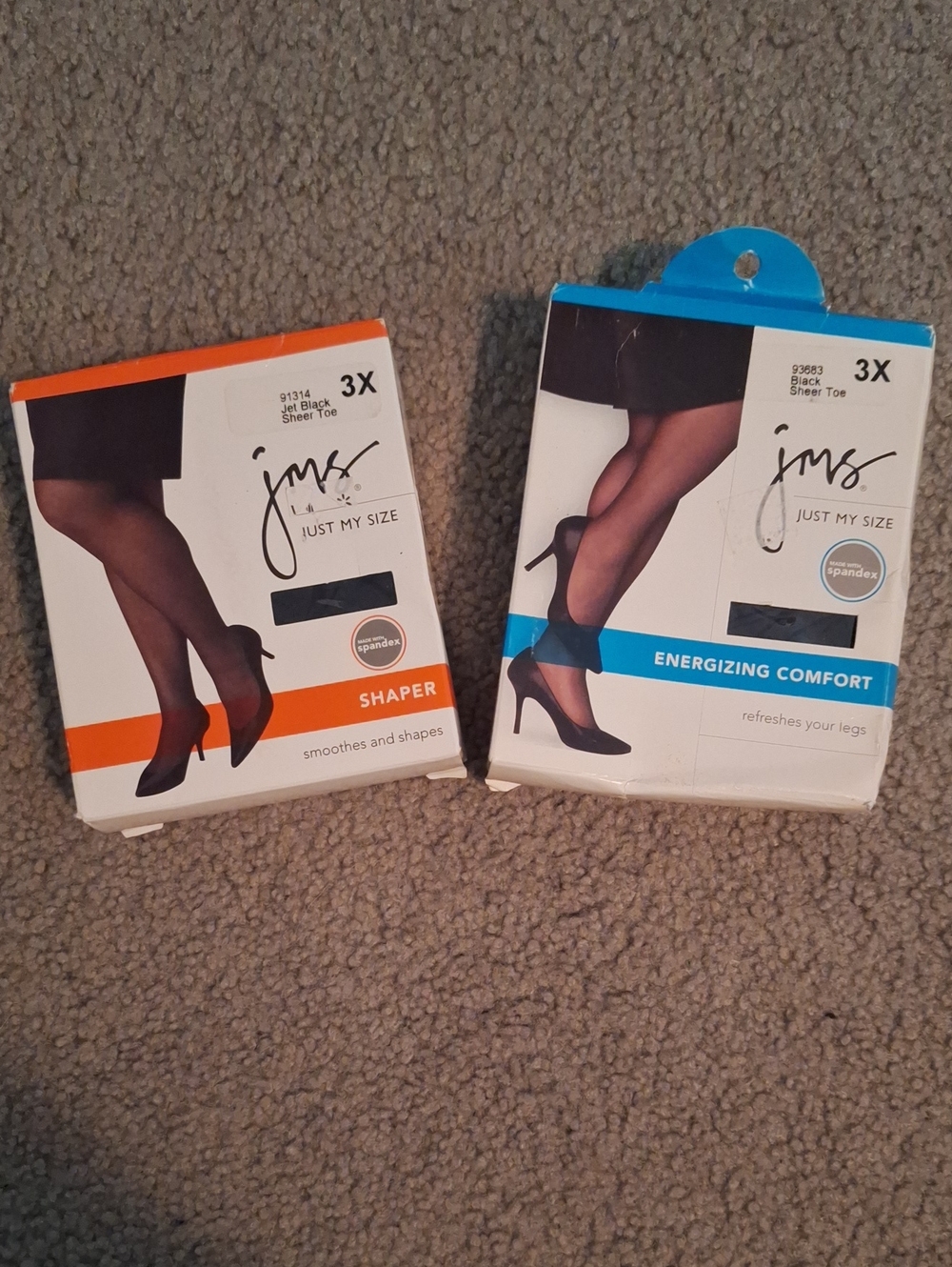 Just My Size Women's Sheer Toe Pantyhose - Black (3X) Set Of 2